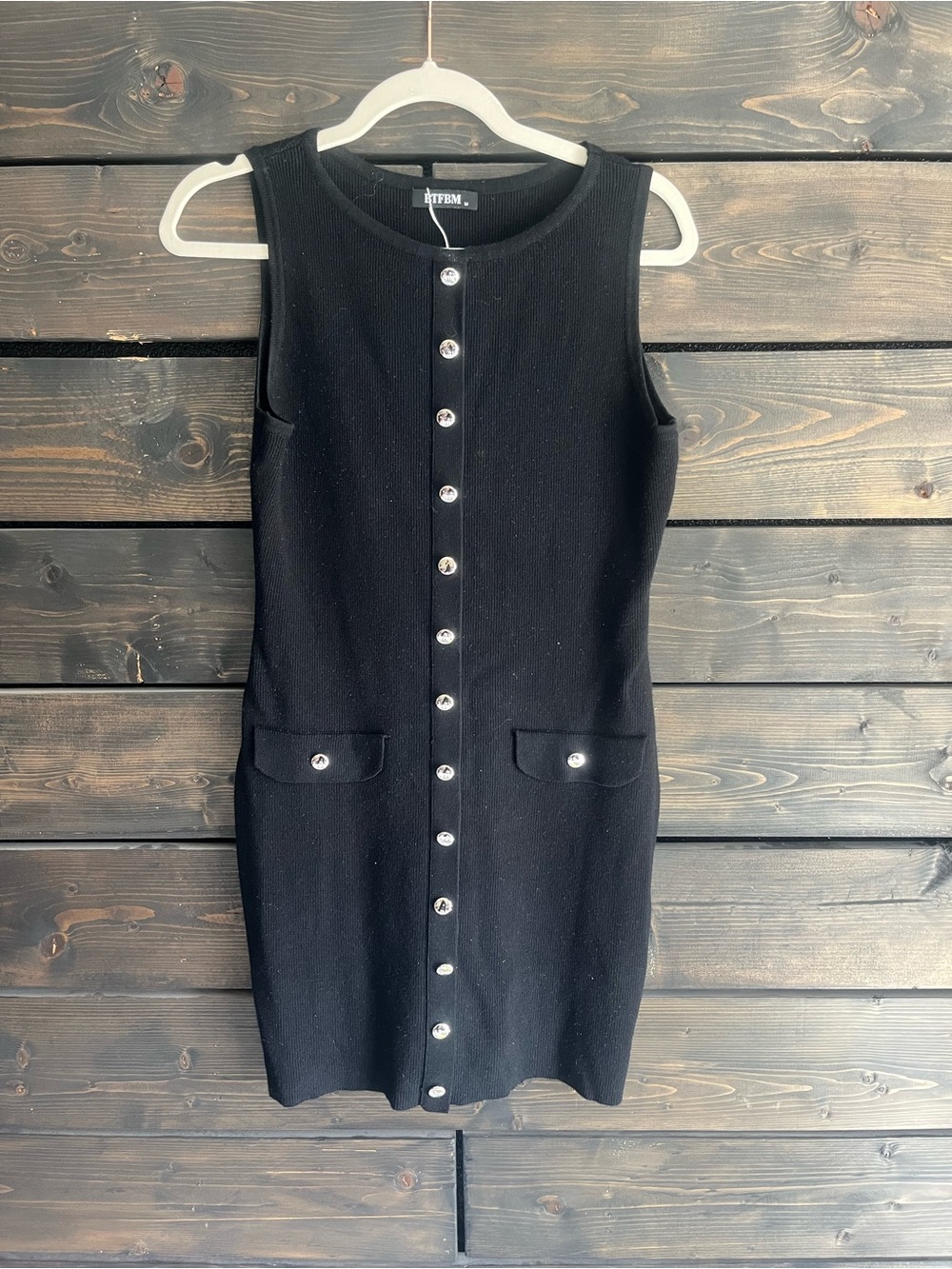 Bitten by Sarah Jessica Parker Black Sleeveless Button-Front Knit Mini Dress